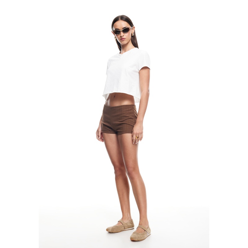 REBORN MINI SHORT – CHOCOLATE PINSTRIPE