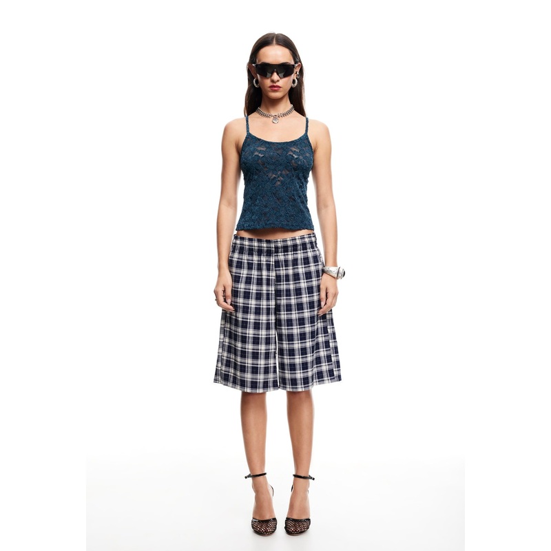 SEVIGNEY LONG SHORT  – NAVY CHECK