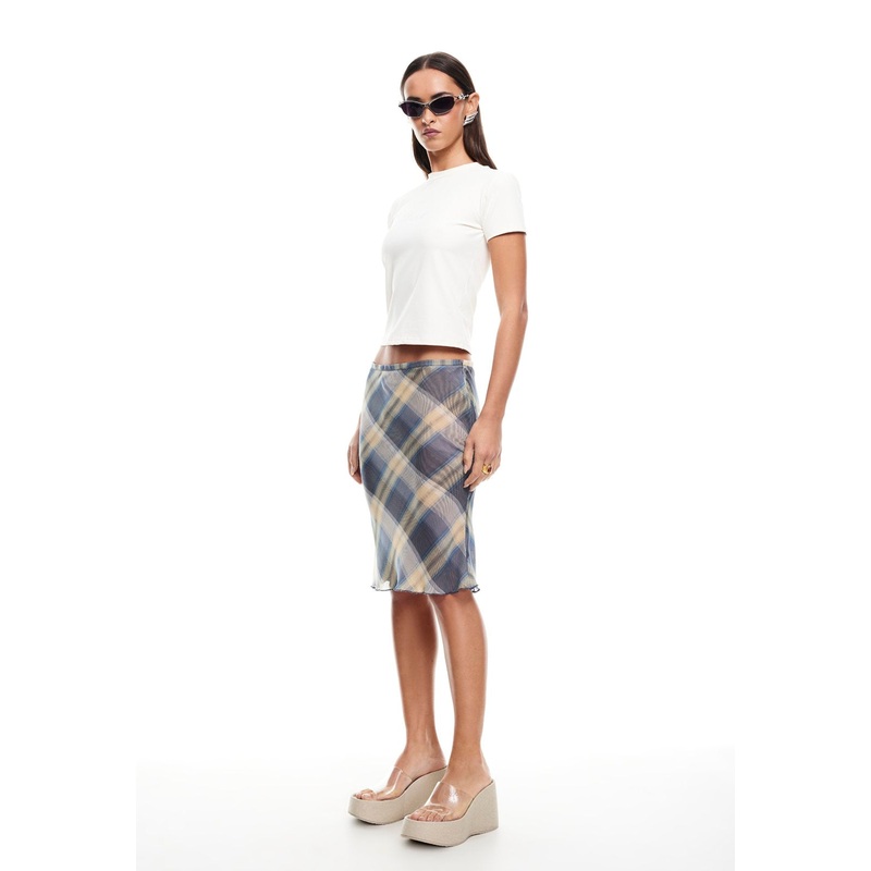 SHORELINE MIDI SKIRT – BLUE CHECK