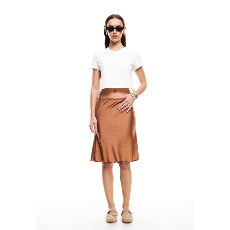 SHORELINE MIDI SKIRT – UMBER