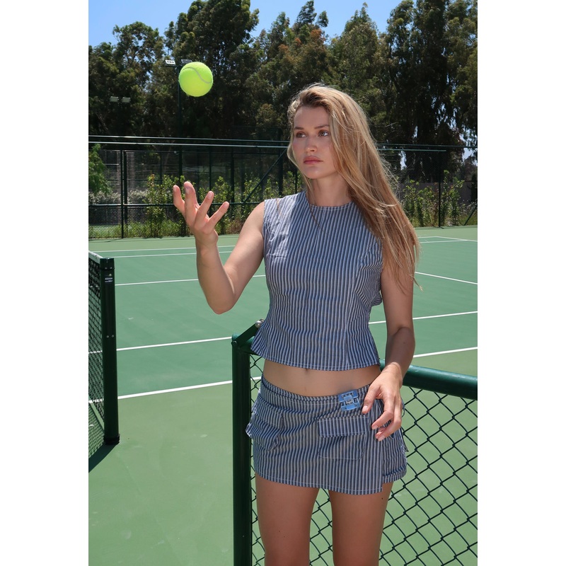 COUNTRYSIDE TOP – CHARCOAL STRIPE