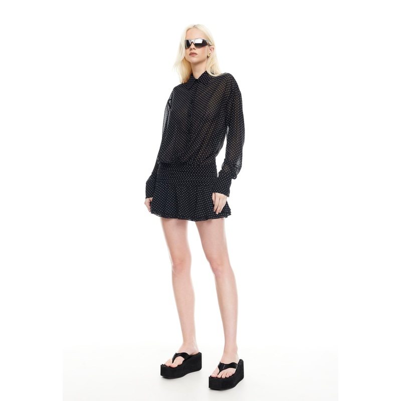 GIRLS GIRLS GIRLS MINI DRESS – ONYX POLKA