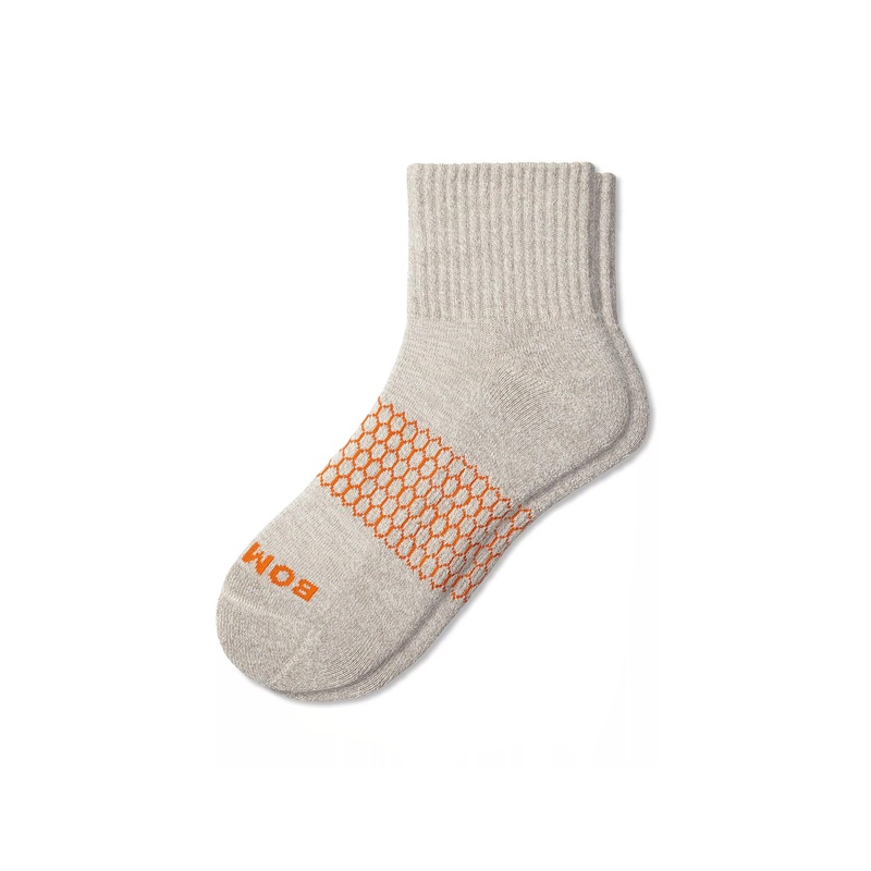 Bombas Washed Taupe Marl Quarter Socks