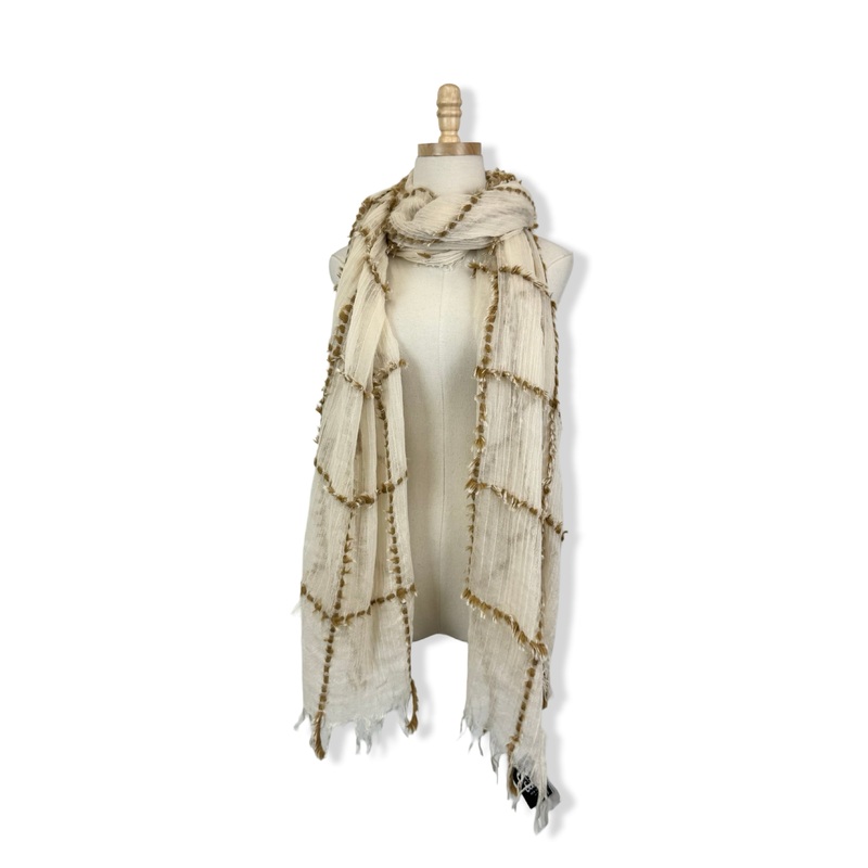Echo Textured Grid Patterned Scarf