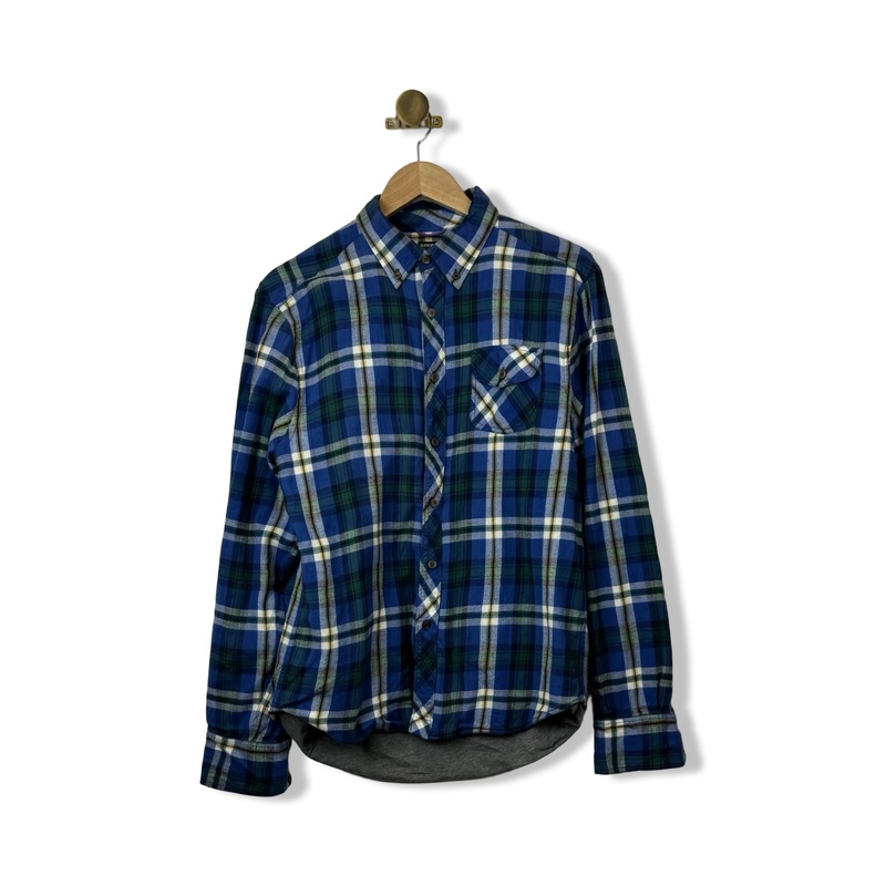 Burkman Bros Blue and Yellow Plaid Button Up