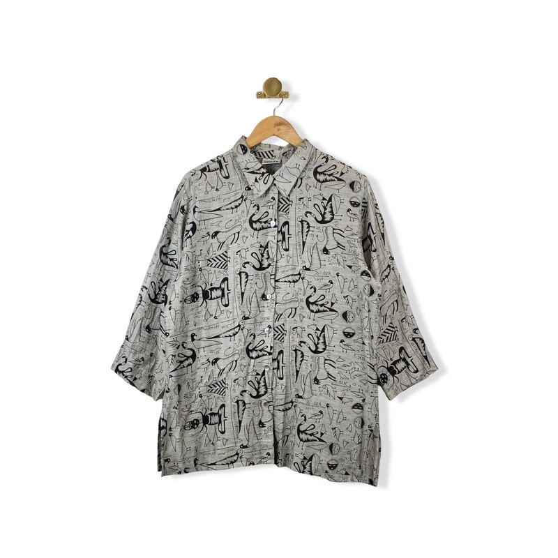 Vintage Chico’s Design Bird Patterned Button Down