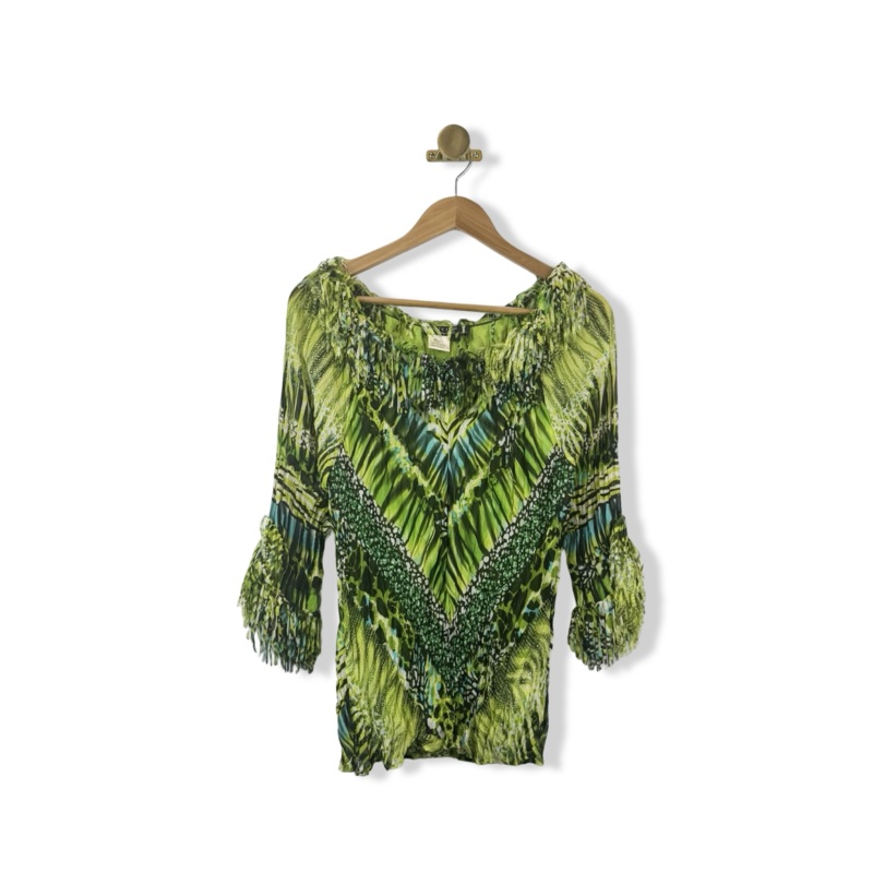 Vintage City Girl Patterned Fringe Top