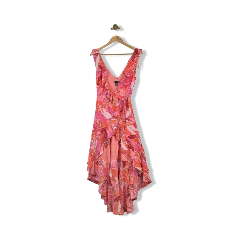 Aqua Floral Ruffle Wrap Dress