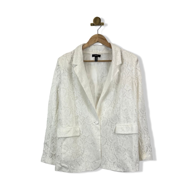 Aqua Lace Single Button Blazer
