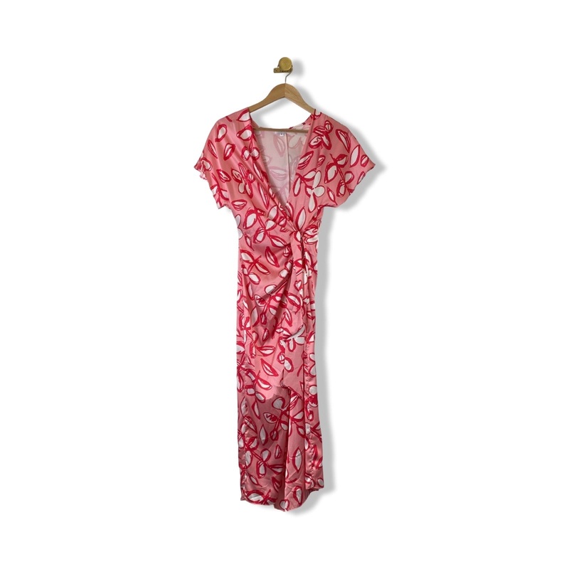Area Stars Pink Floral Wrap Maxi Dress