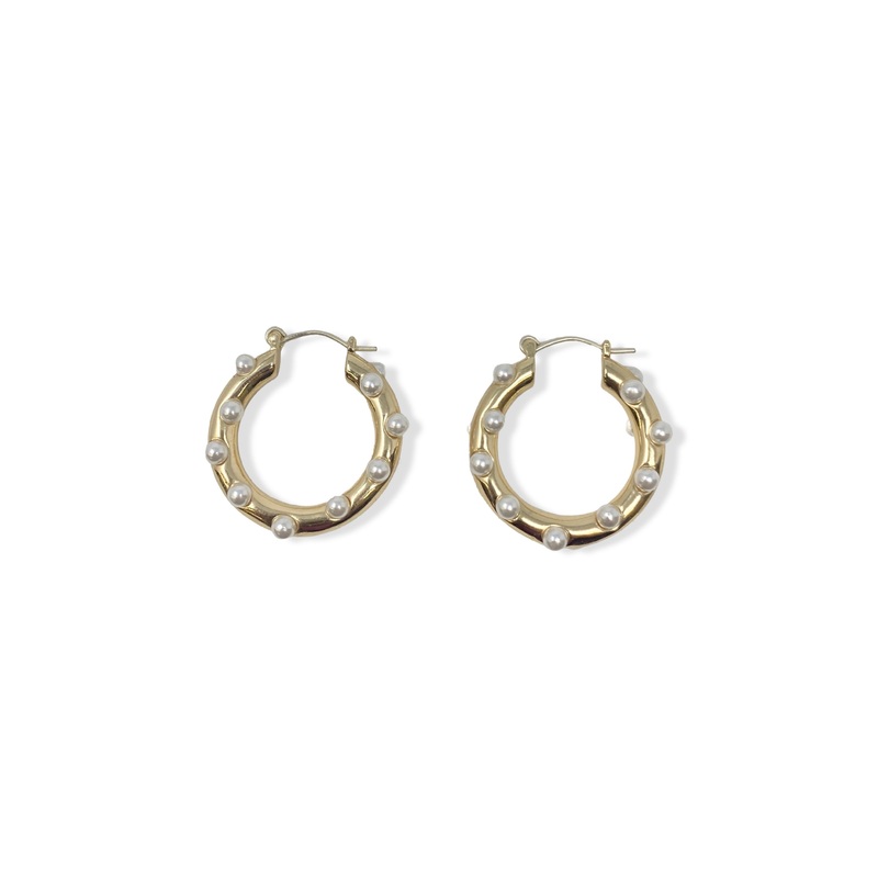 Faux Pearl Studded Hoop Earrings