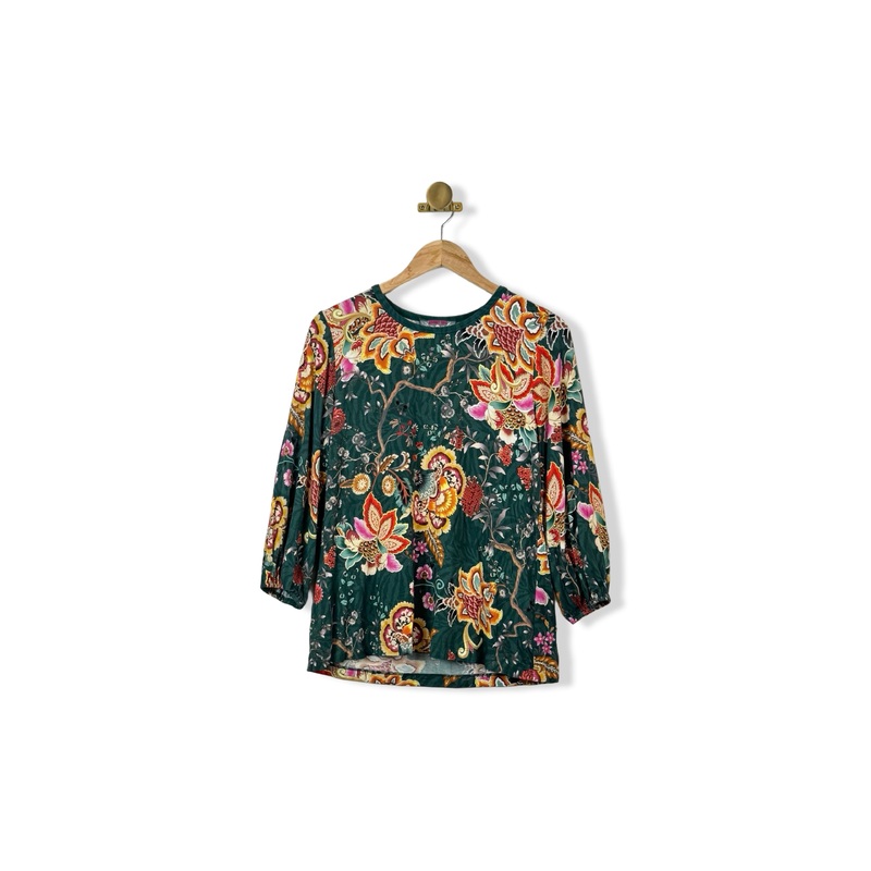 Johnny Was Bishop Sleeve Floral Top