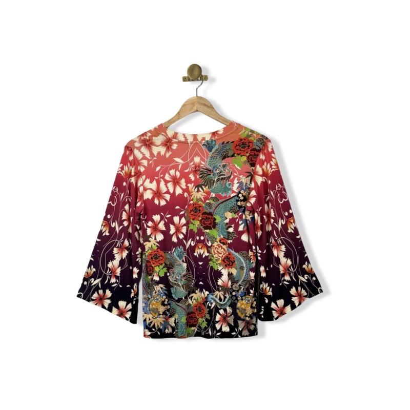 Johnny Was Floral Dragon Kimono Top