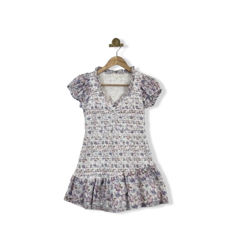 LoveShackFancy Floral Shirred Mini Dress