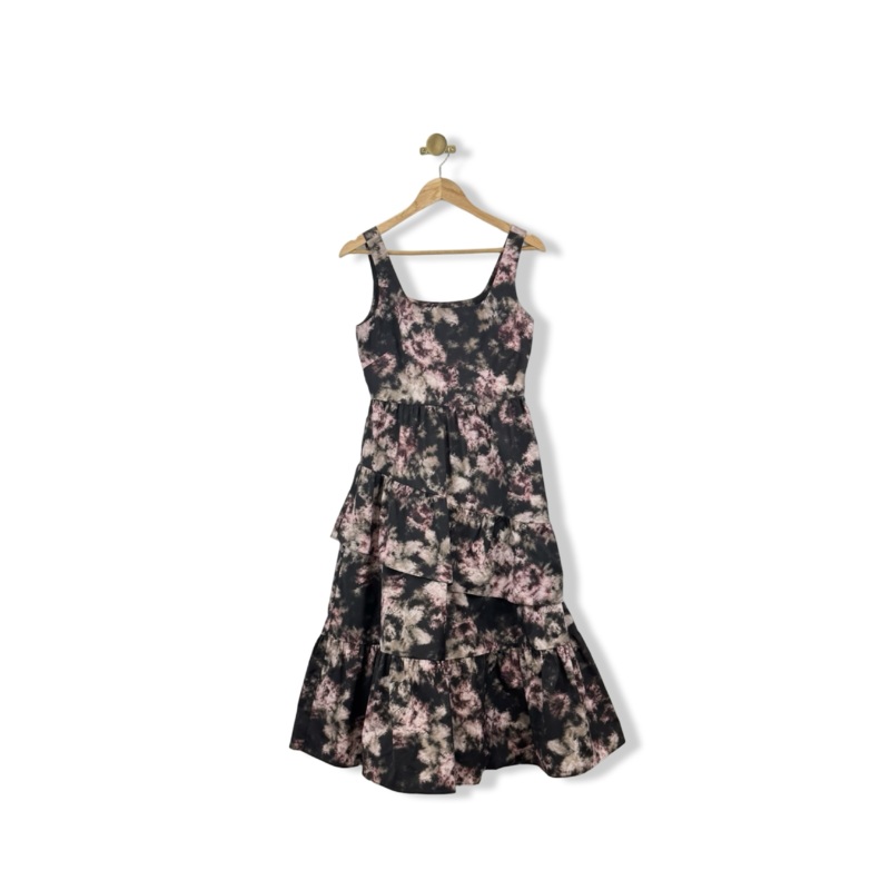 Square Neck Brushed Tiered Dress