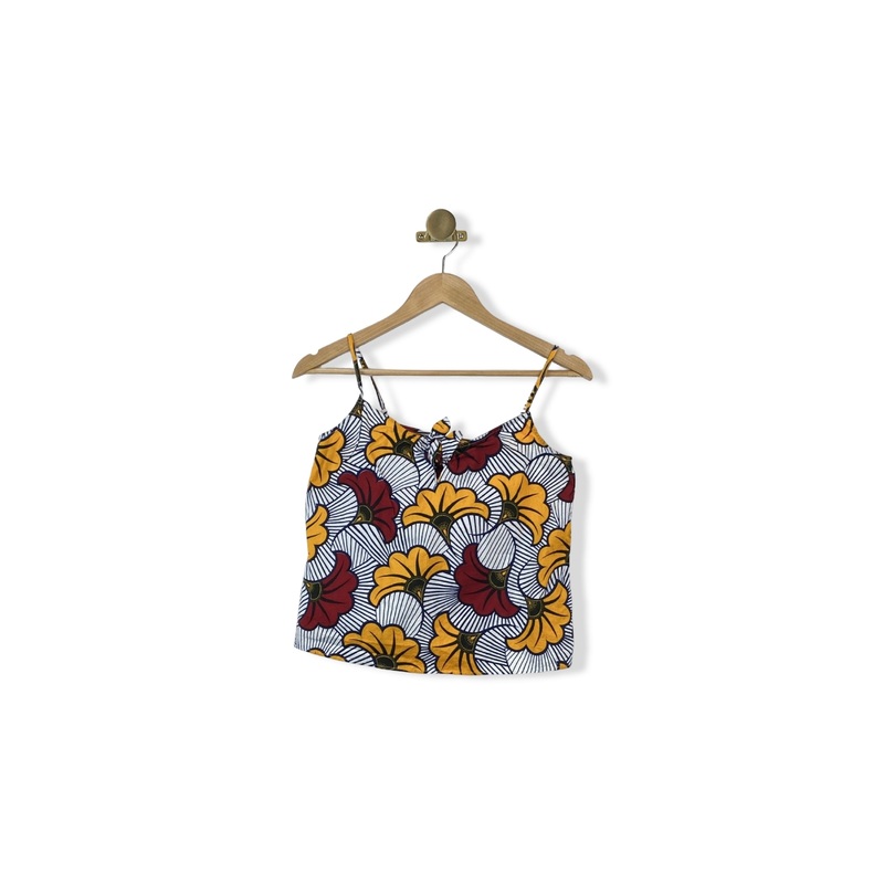 Structured Floral Keyhole Top