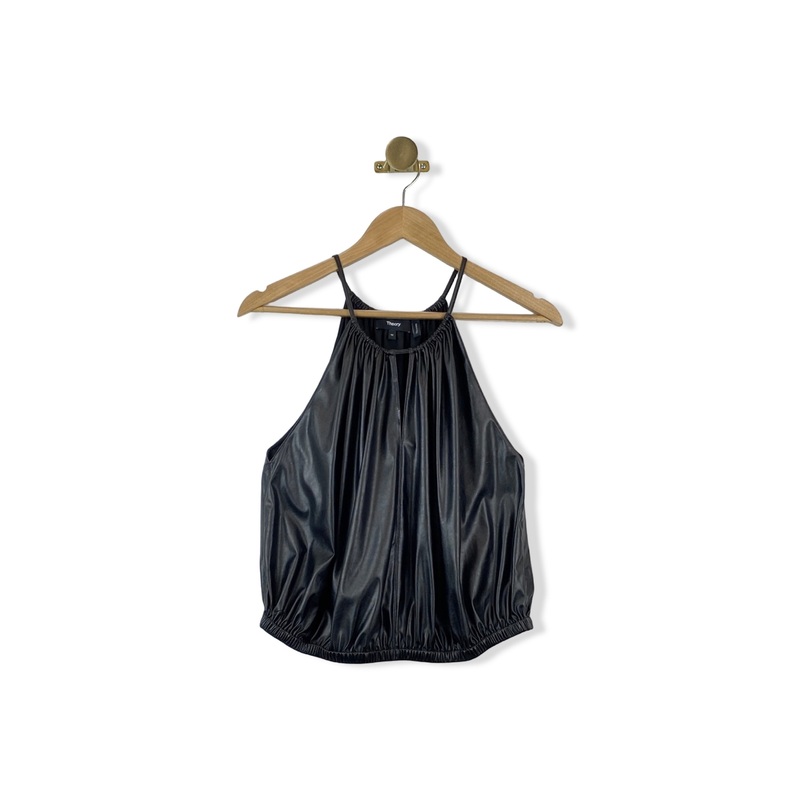 Theory Faux Leather Halter Top