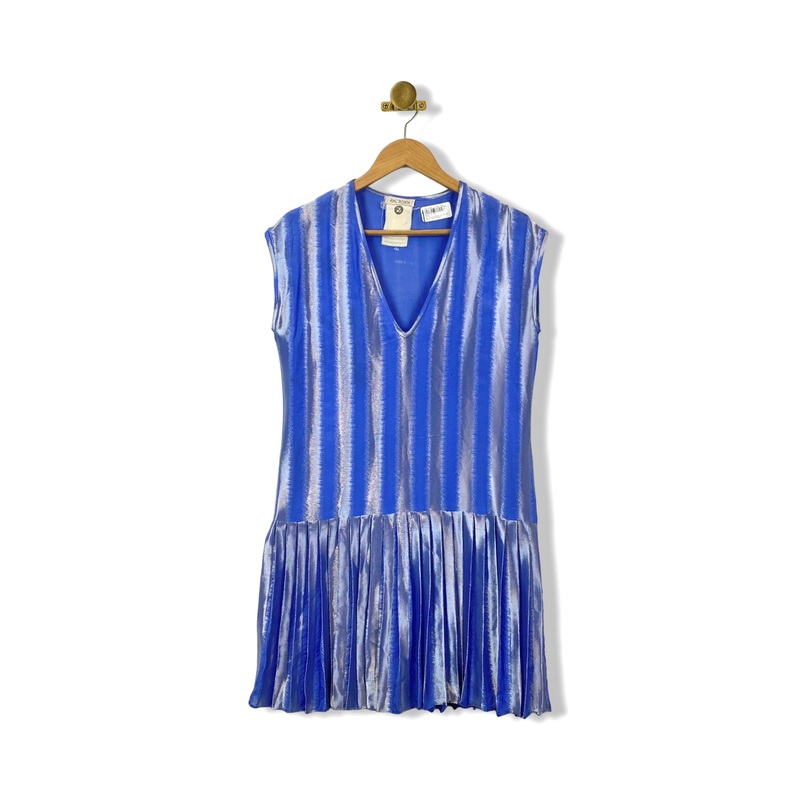 Zac Posen Metallic Stripe Sailor Silk Dress