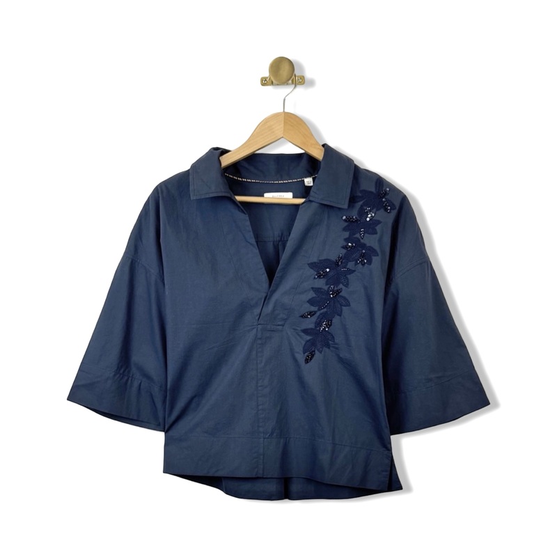 Billy Reid Embellished Cropped Camp Shirt
