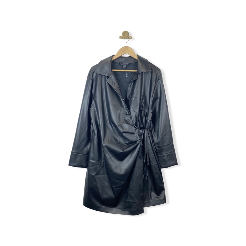 Eloquii Faux Leather Tie Jacket