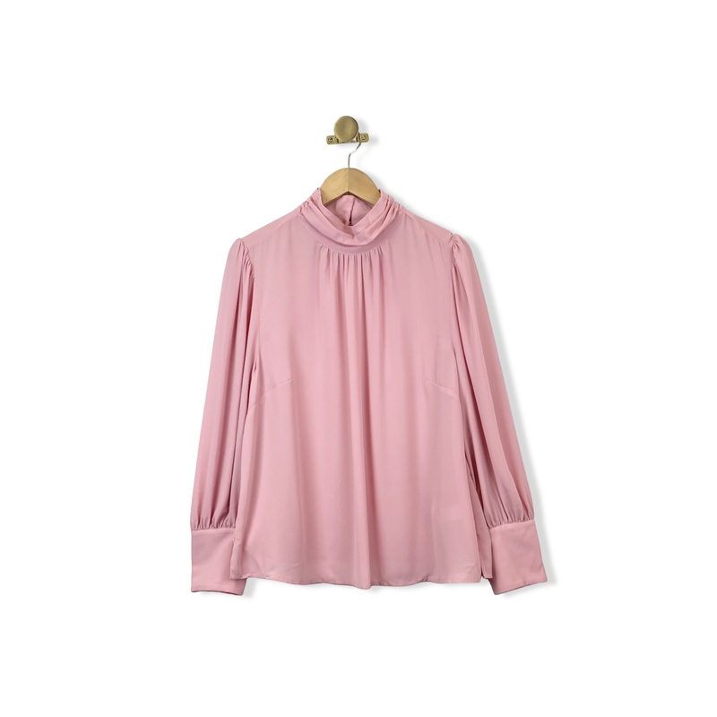 Eloquii Sheer Mock Neck Blouse