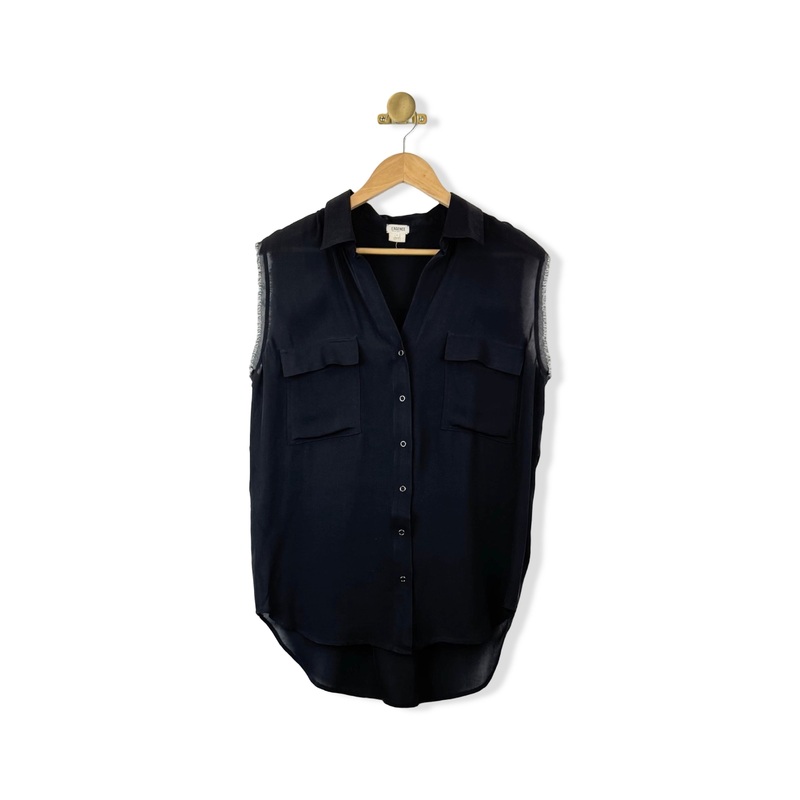 L’agence Sheer Distressed Sleeve Top