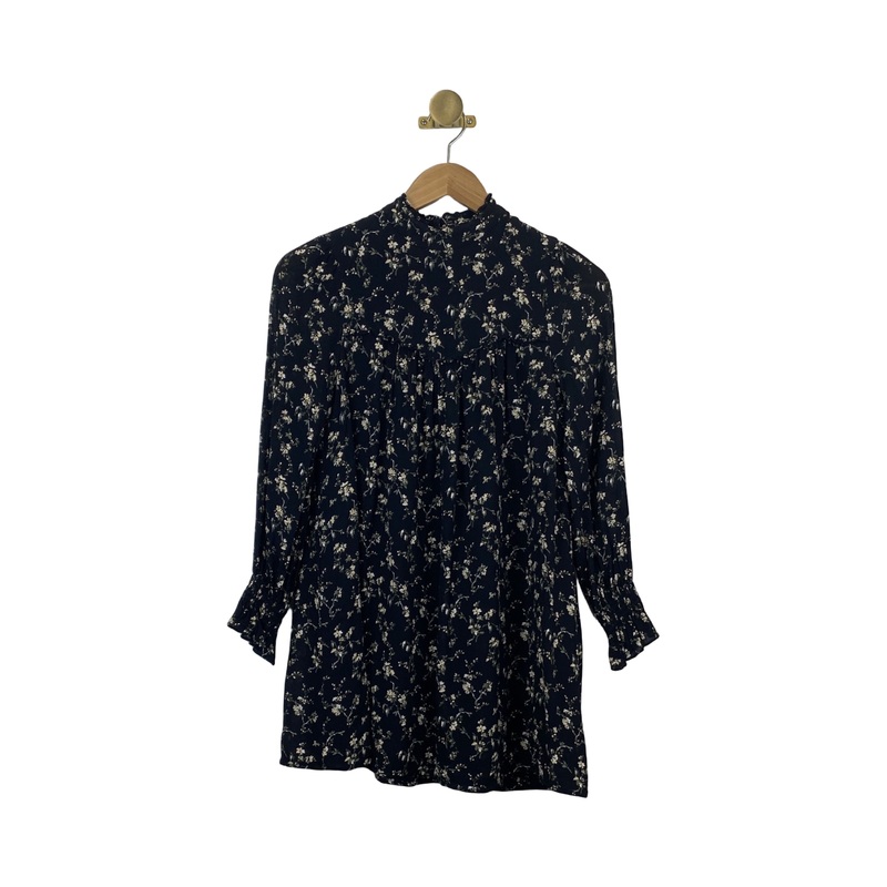 Reformation Floral  Ruffle Yoke Top