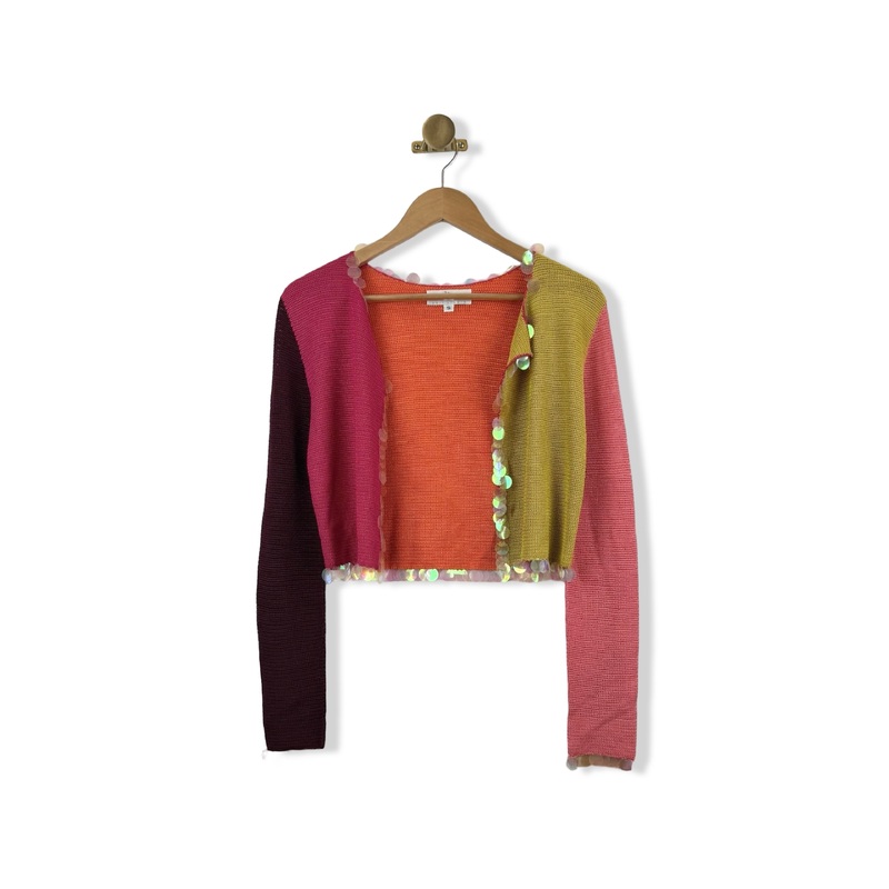 Sue Wong Sequin Colorblock Cardigan