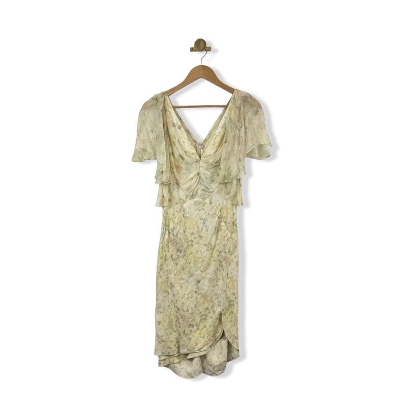 Zac Posen Flutter Sleeve Floral Dress