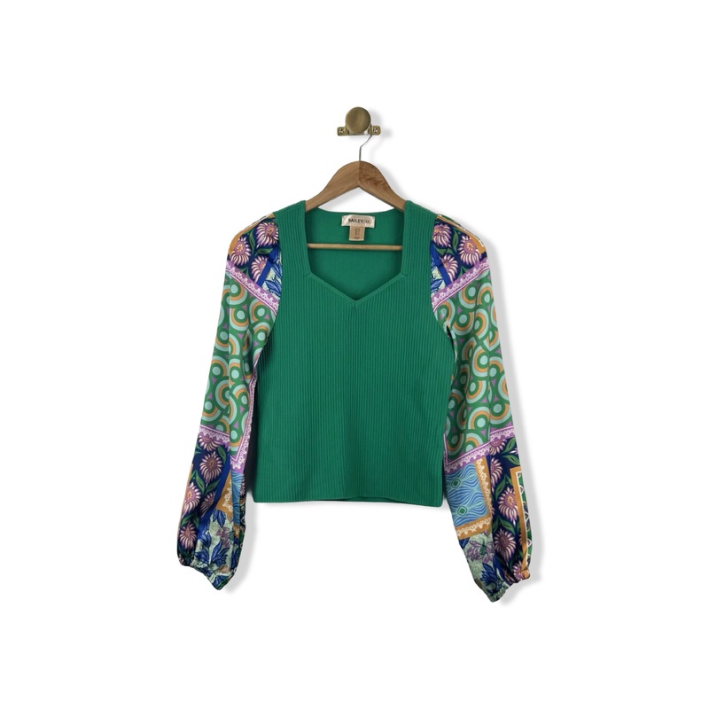 Bailey 44 Ribbed Contrast Sleeve Top