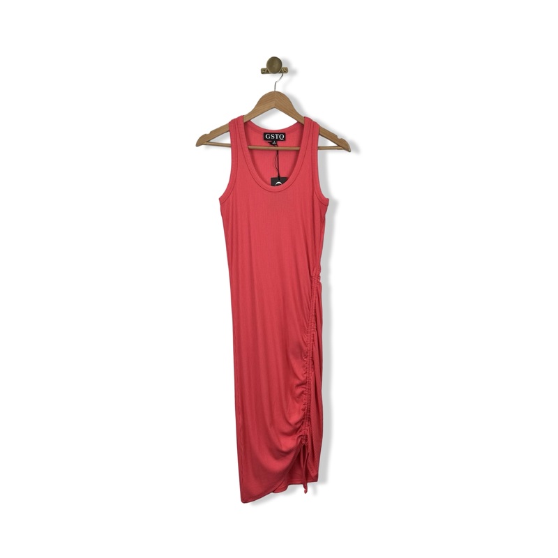 GSTQ Drawstring Rib Knit Tank Dress