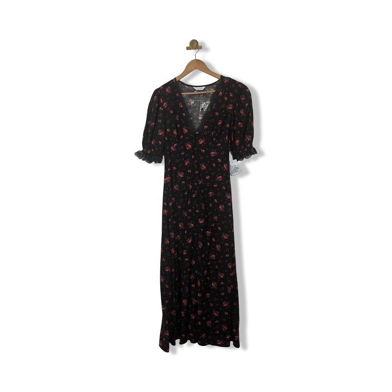 Miss Selfridge Lace Trim Button Maxi Dress