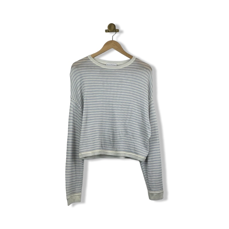 White + Warren Superfine Cashmere Striped Sweatshirt