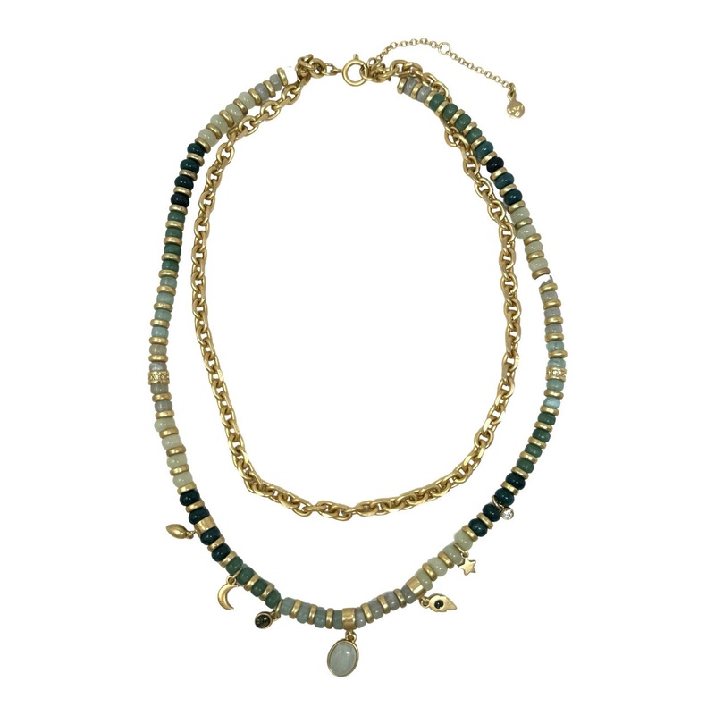 Ann Taylor Layered Chain Link and Bead Necklace