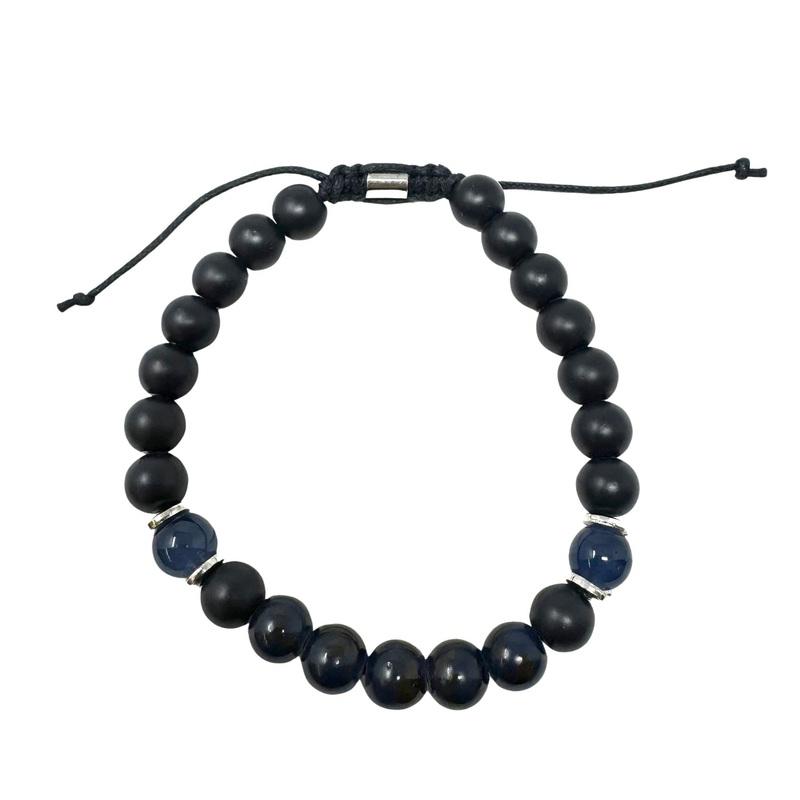 Black and Blue Mixed Stone Bead Bracelet