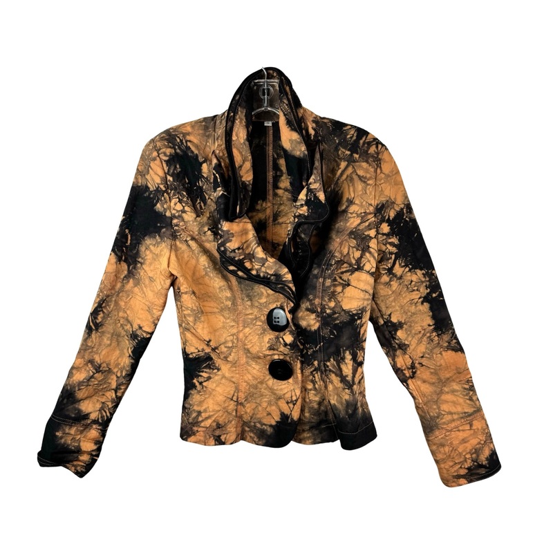 Bleach Dye Ruffled Collar Jacket