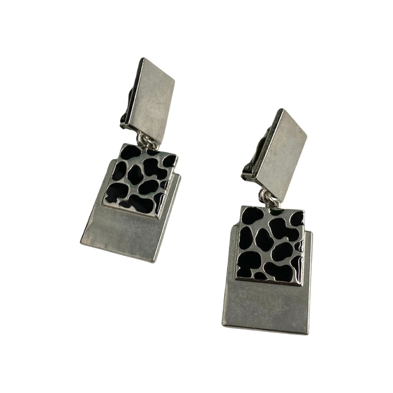 Geometric Animal Print Clip On Earrings