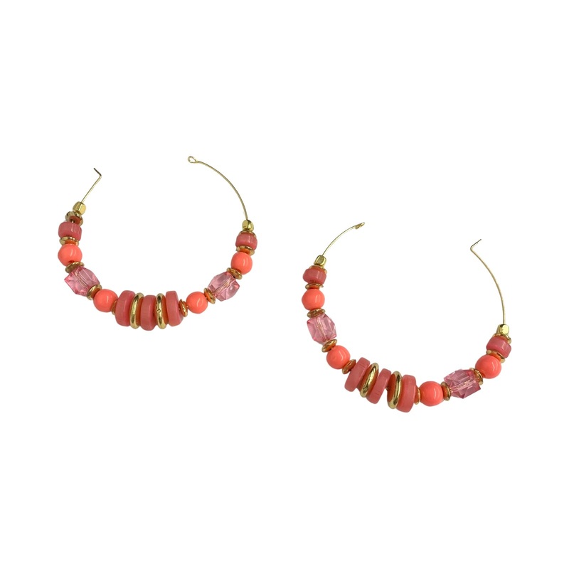 Multi Bead Hoop Earrings