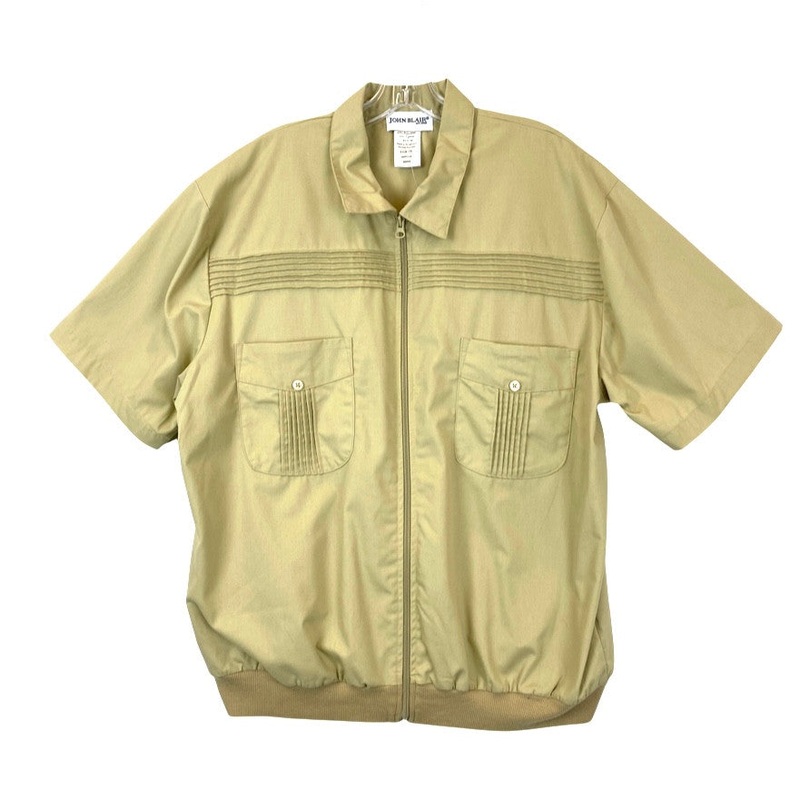 Vintage John Blair Pleated Zip Up Shirt