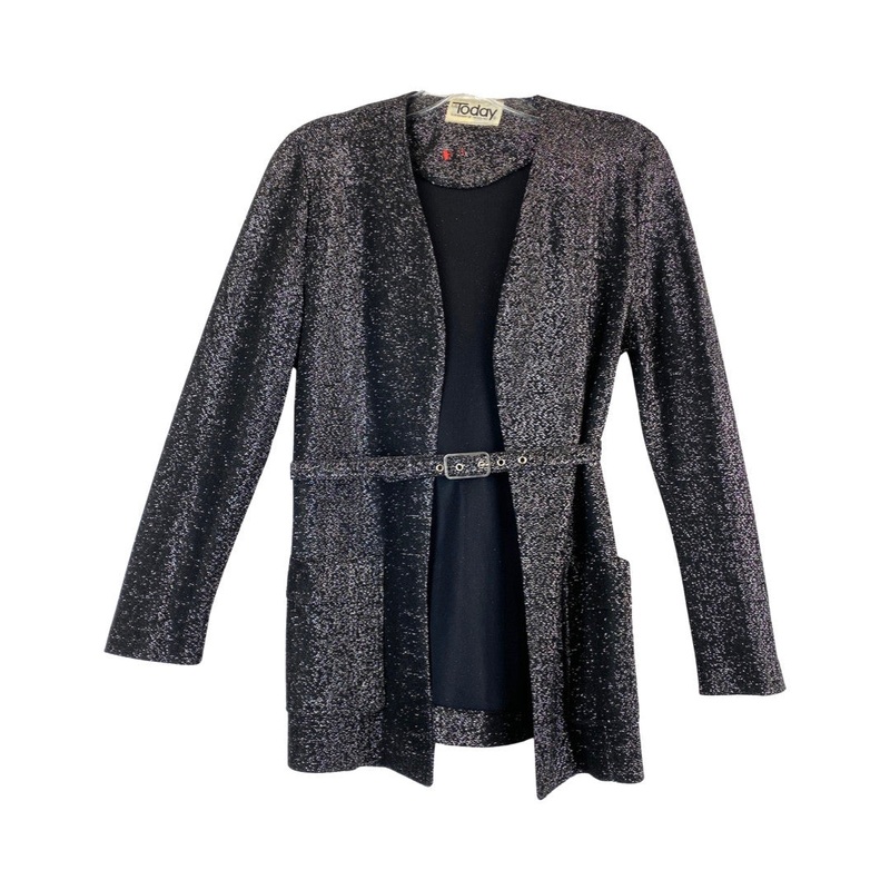 Vintage Ms Today Metallic Belted Top