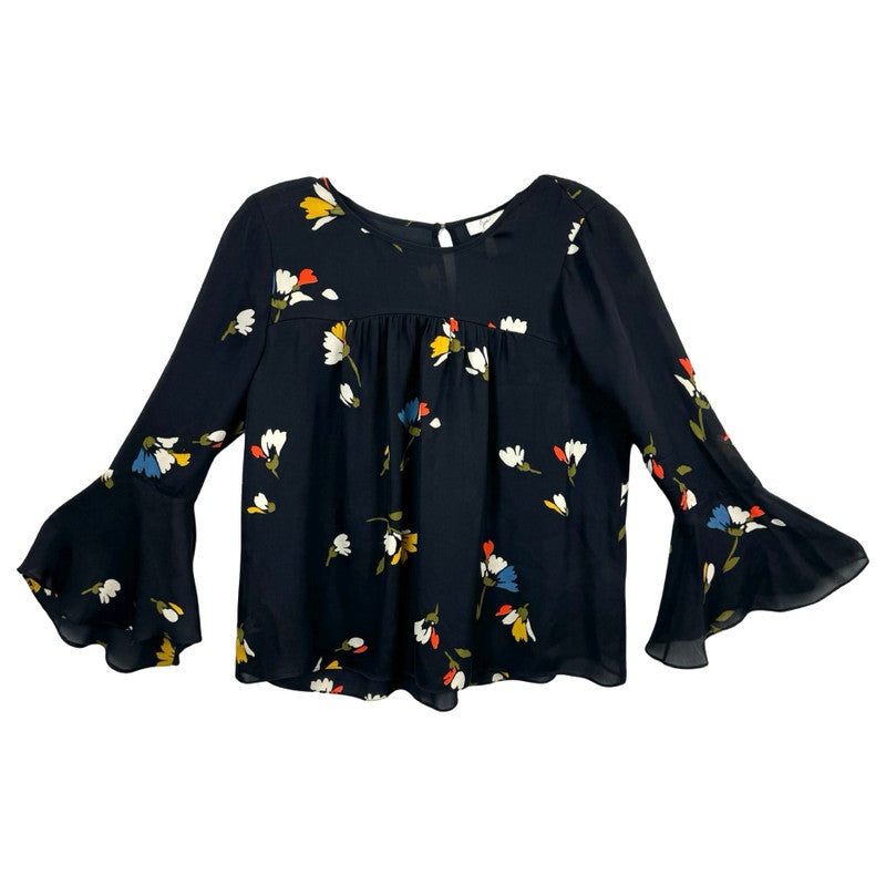 Joie Sheer Floral Print Silk Blouse