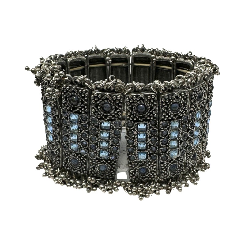 Metal Fringe And Rhinestone Stretch Bracelet