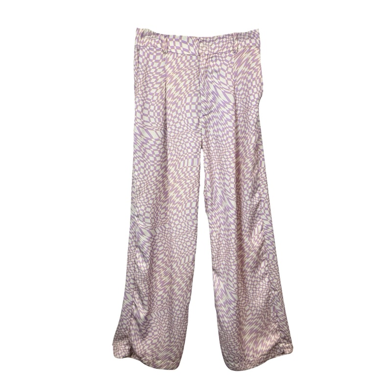 Resa Checkered Print Silky Pant