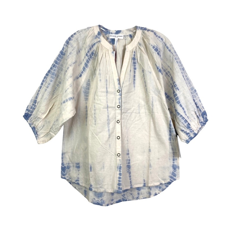 Apiece Apart Blue and White Tie Dye Mitte Top