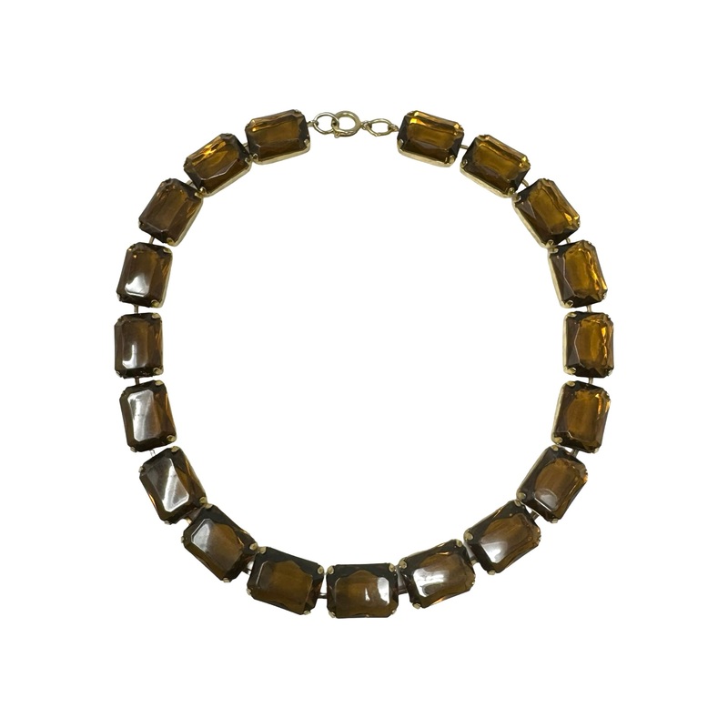 Rectangular Connector Faux Stone Necklace