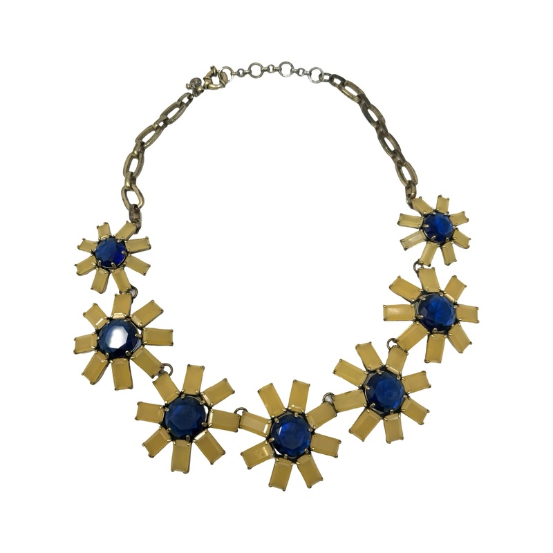 Yellow And Blue Floral Statement Necklace