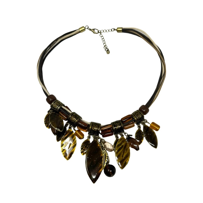 Retired Chico’s Brown Multi Cord Charm Necklace