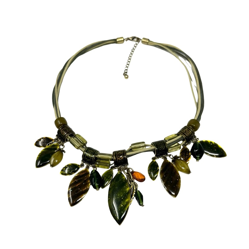 Retired Chico’s Green Multi Cord Charm Necklace