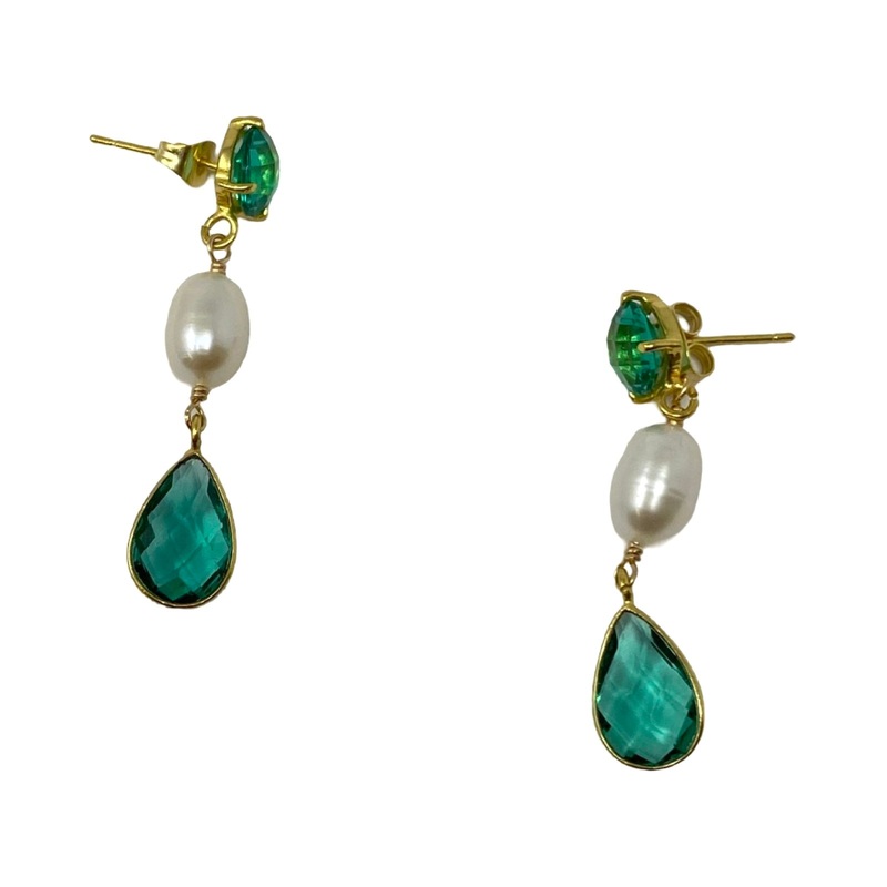 Presley Oldham Apatite and Pearl Stud Earrings