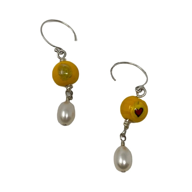 Presley Oldham Murano Glass and Pearl Earrings